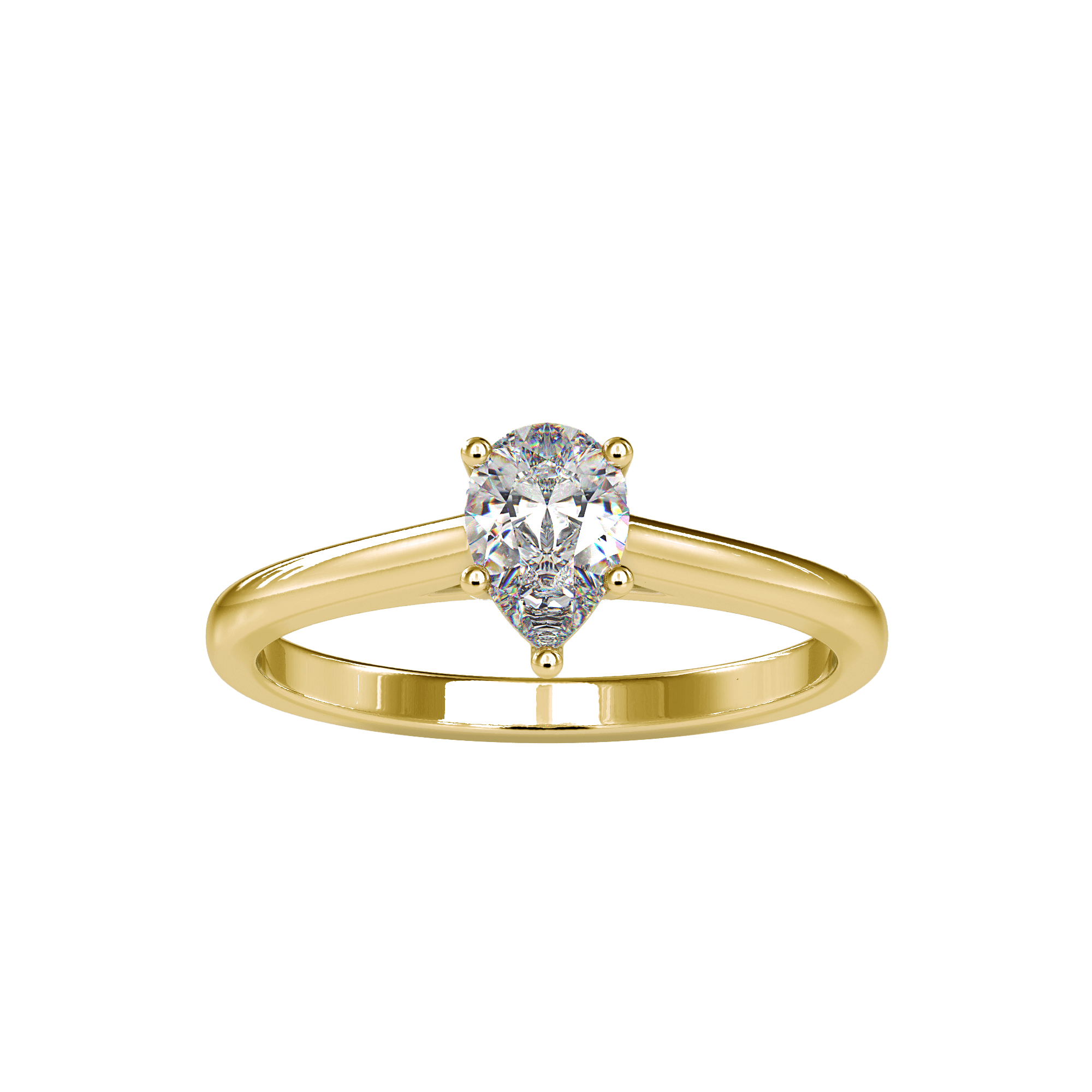 Pear Solitaire Diamond Ring For Women Ring Eva Gems Yellow Gold 3(14.0mm)